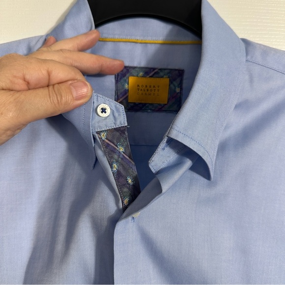 Robert Talbott Carmel oxford cloth blue XL shirt, contrasting placket, cotton - Picture 3 of 11
